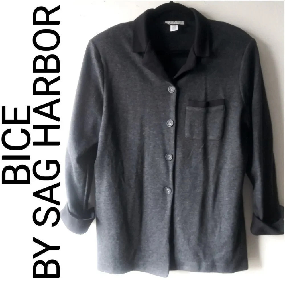 BICE BY SAG HARBOR KNIT JACKET - BLACK & GRAY